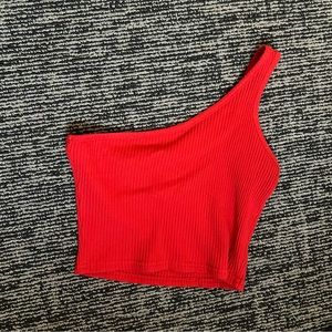 Red One Shoulder Crop Top